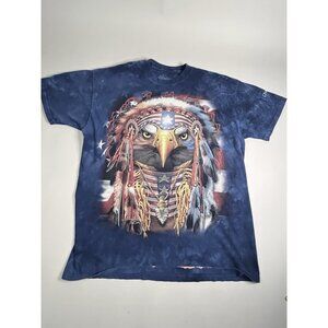 The Mountain Blue Tie Dye Native American Eagle T-shirt Cherokee NC, Men's Large